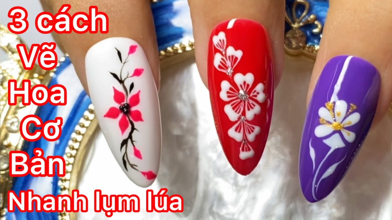 Cách vẽ 3 mẫu hoa cơ bản thợ nail hay design cho khách