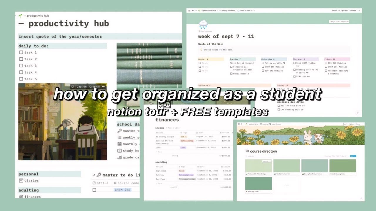 how i get organized as a college student & stay productive | notion tour + FREE templates🍵