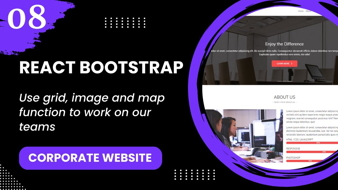 React Bootstrap #8 - Use grid, image and map function to work on our teams