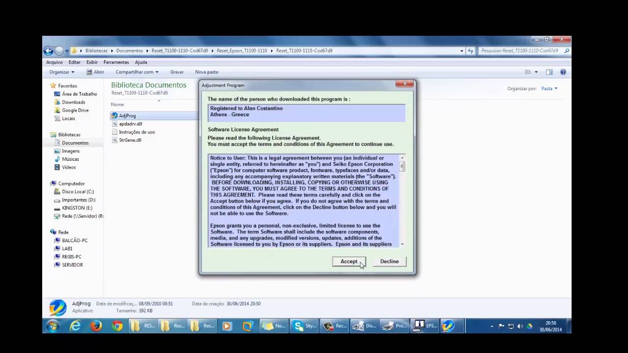 Veja como resetar o contador de impressão(almofadas) da Epson T1110