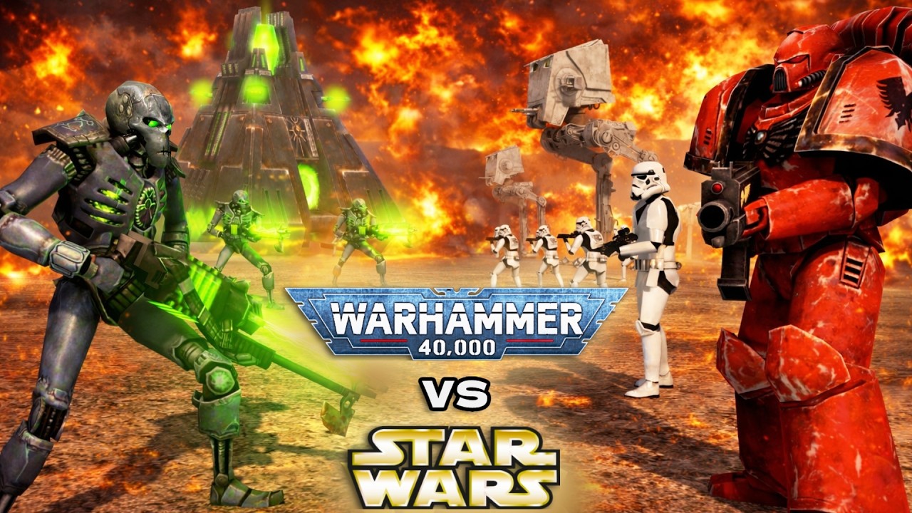 TOTAL ANNIHILATION: Necrons vs Galactic Empire & Space Marines | Warhammer 40k vs Star Wars (4K)