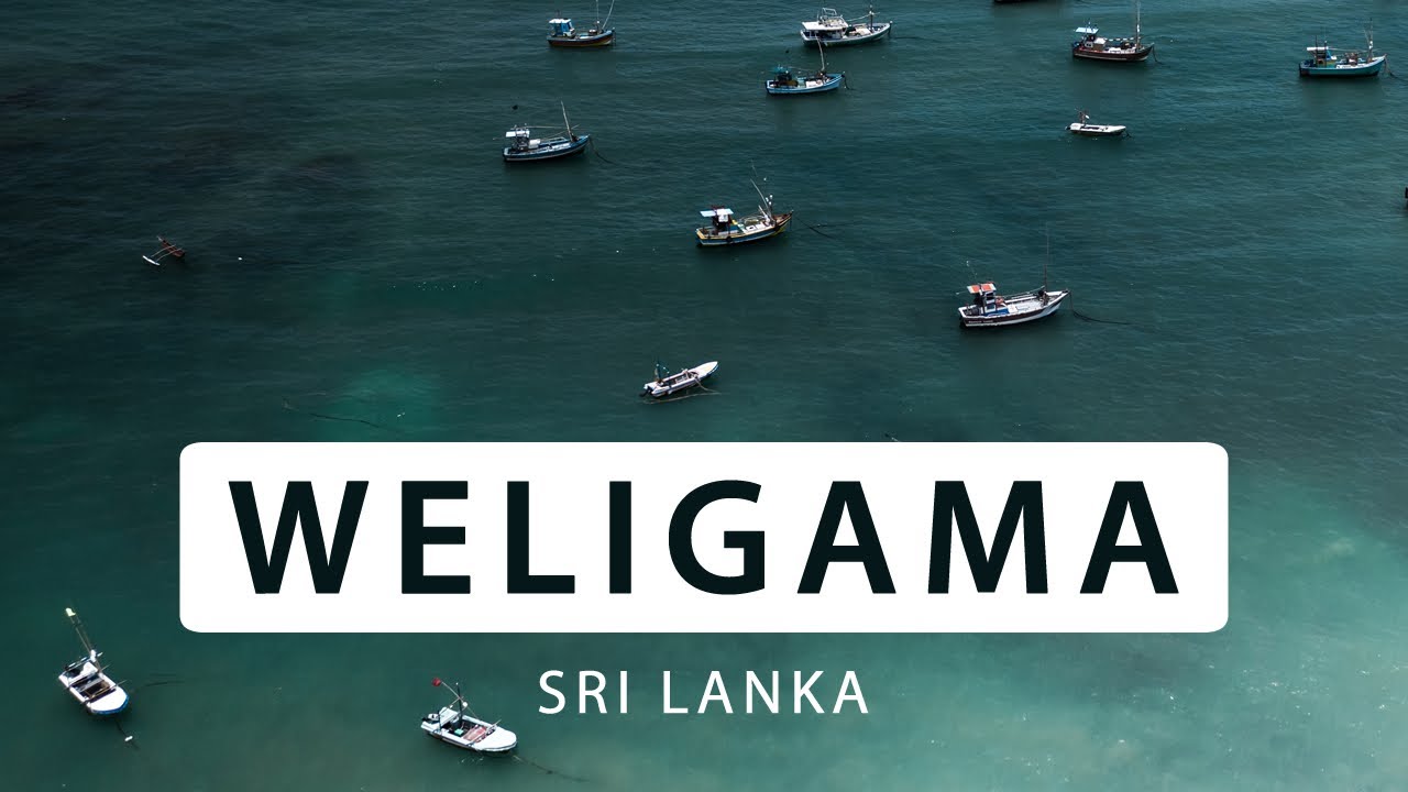Weligama Bay, Sri Lanka - Aerial views of Weligama bay. 4K