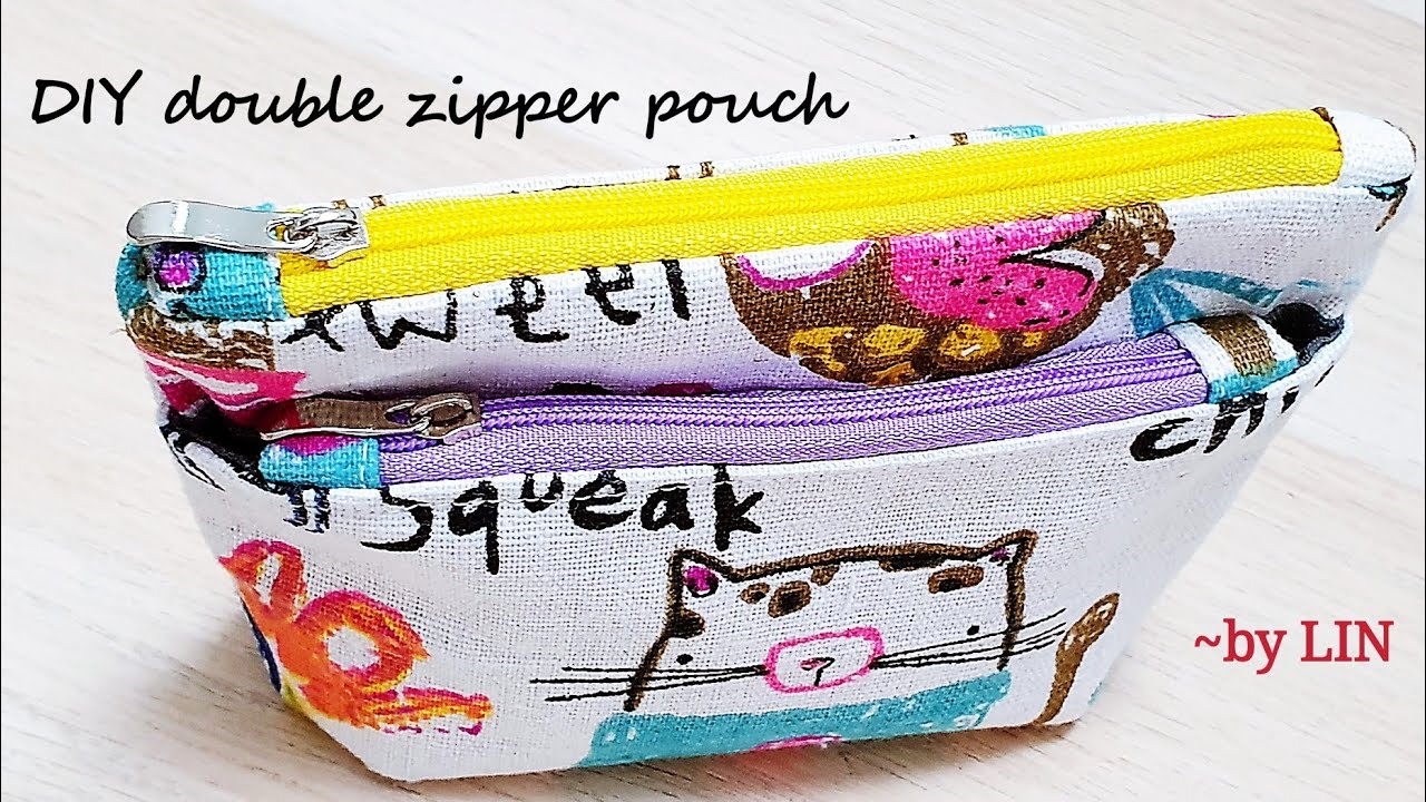 DIY double zipper pouch / Storage bag idea /Coin purse 零钱包教程/小銭入れチュートリアル/동전 지갑 튜토리얼