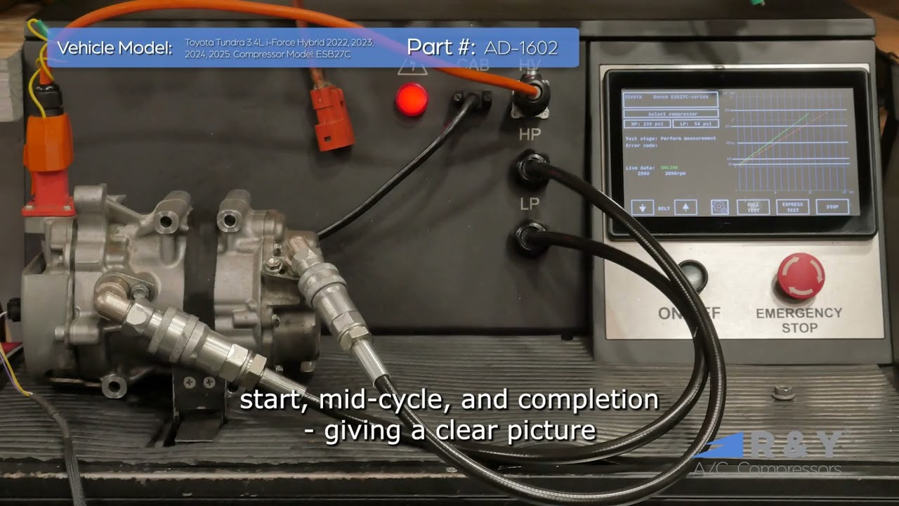 2022-2025 Toyota Tundra Hybrid A/C Compressor Bench Test | AD-1602 | R & Y A/C Compressors