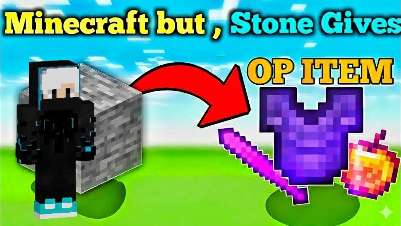 Minecraft But Stone Gives Op Items 😱|