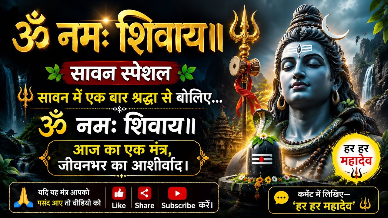 भगवान शिव की भक्ति | Om Namah Shivaye – Har Har Bhole | दिव्य शिव ध्यान दृश्य | ॐ नमः शिवाय 🙏  | ॐ 