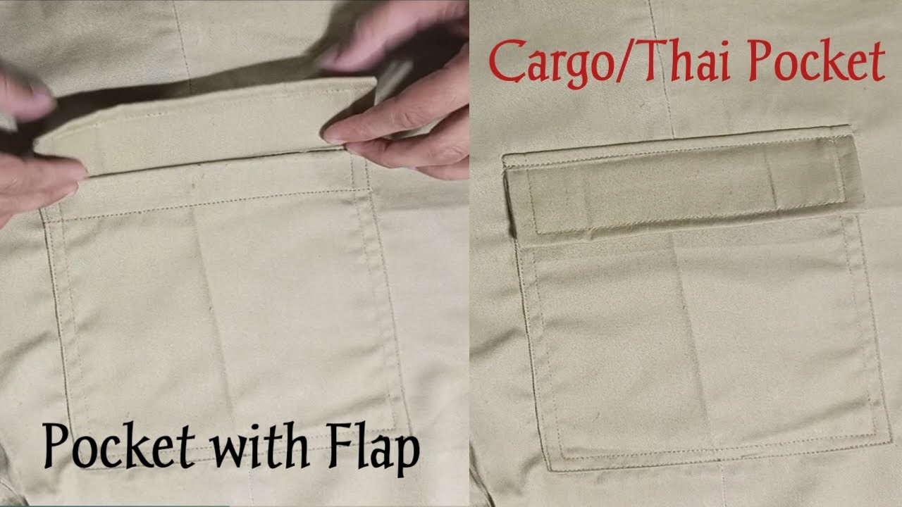 Cargo Pocket with Flap Making & Attaching | Thai Pocket Stitching | Cargo Pant Tutorial