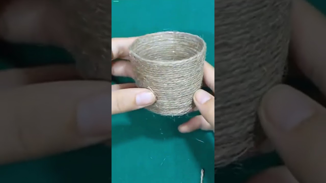 Organizador de pl&aacute;stico com juta para j&oacute;ias e porta trecos #diy#decoracaodejardim#shorts_#shortsbeta