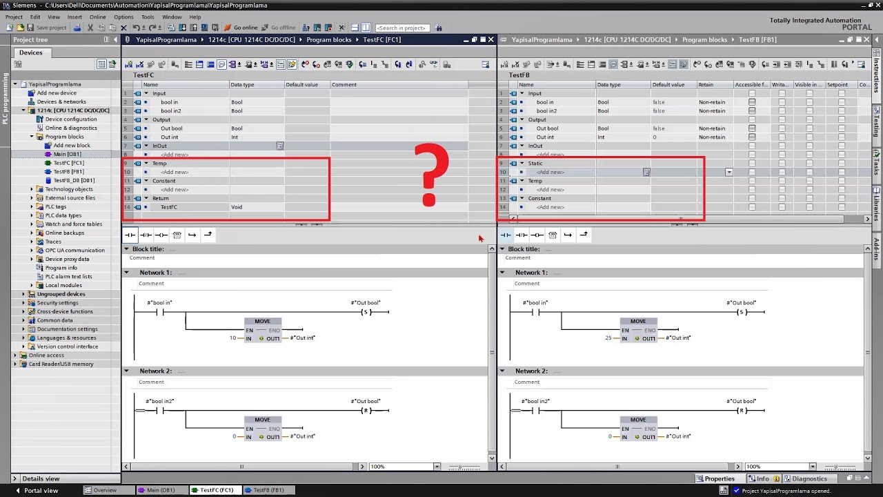 Tia Portal Yapısal Programlama #5- Temp, Constant, Static ve Return