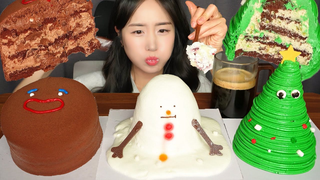 3 ЦЕЛЫХ ТОРТА ЗА ОДИН РАЗ?! 🎄🍰 РОЖДЕСТВЕНСКИЙ МУКБАНГ ASMR ЗВУКИ ЕДЫ MUKBANG