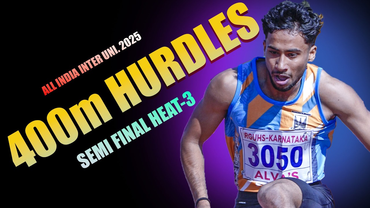 Bhushan S Patil of Rani Channamma Uni. wins the 400m hurdles semi Heat-3