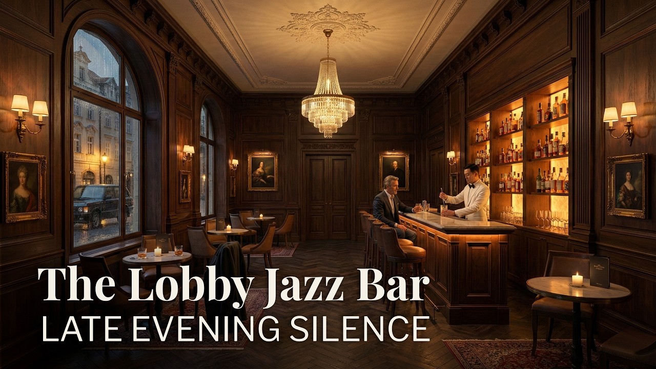 Relaxing Smooth Jazz at The Lobby | Late Evening Rain in a Timeless Grand Hotel