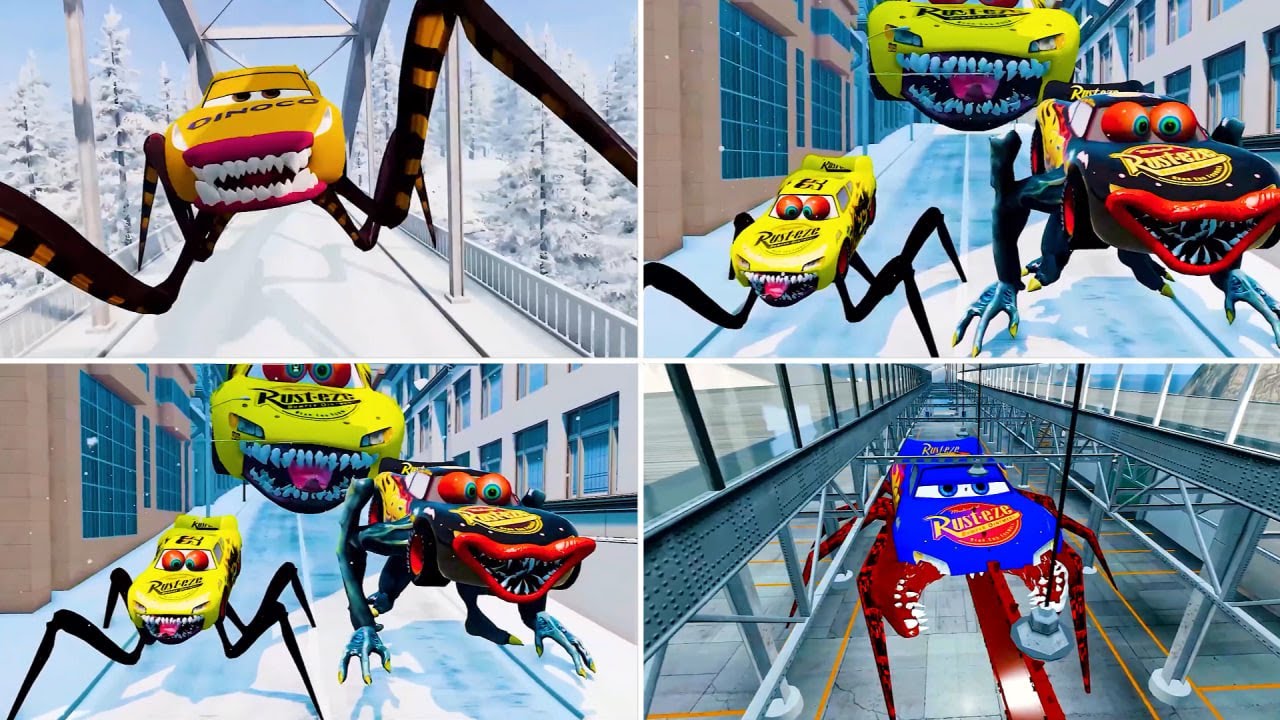 Epic Escape From Lightning McQueen Eater Monsters in BeamNG.Drive!