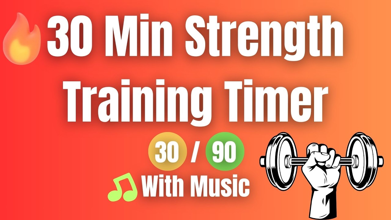 30 Minute Strength Training Timer With Music | 30s Work / 90s Rest | 15 Rounds