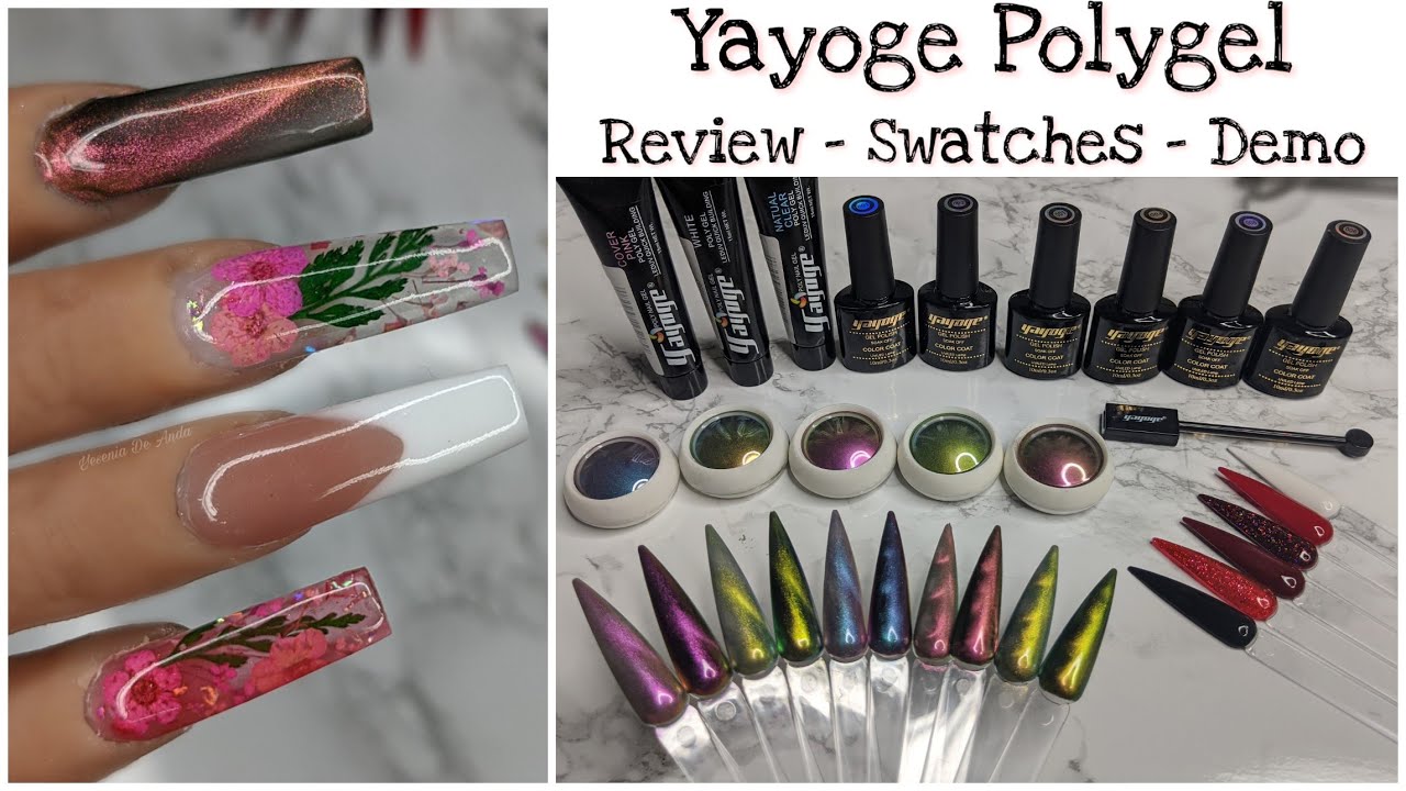 Yayoge Polygel - Review - Swatches - Demo - Encapsulated Dry Flowers