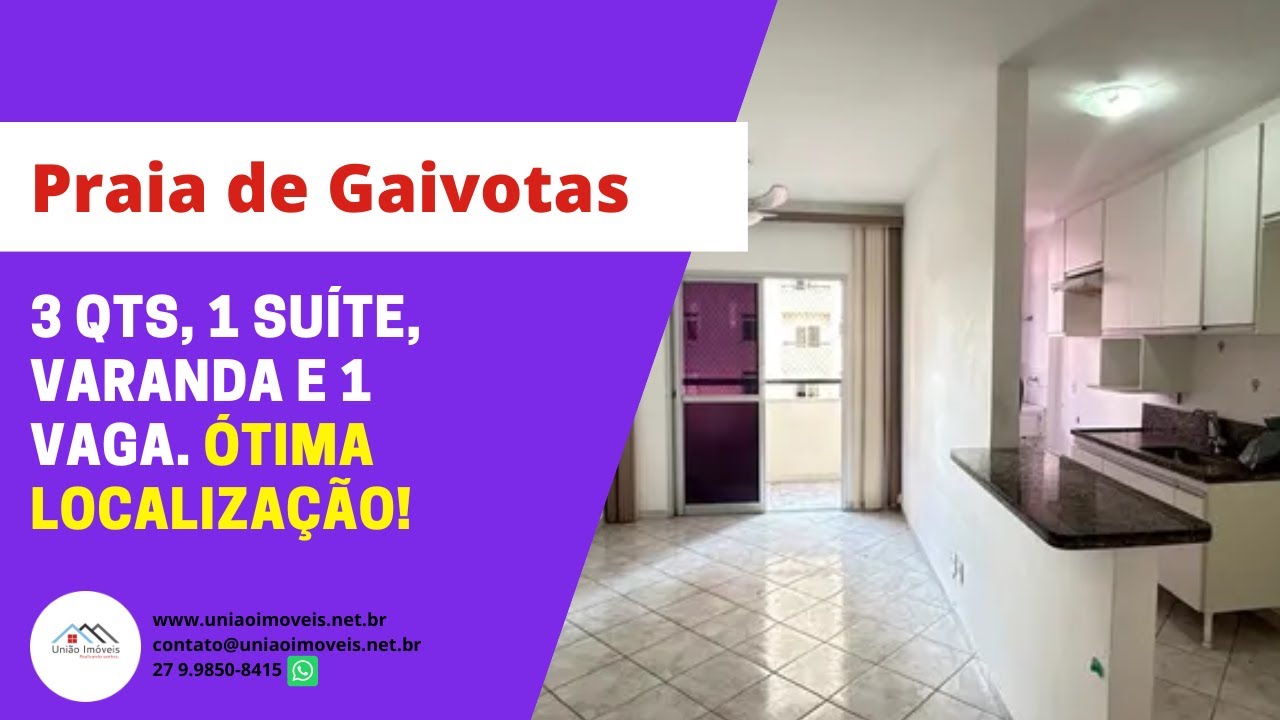 Apartamento à Venda em Gaivotas, Vila Velha/ES, com 3 Qts sendo uma suíte, 2 banheiros e 90m²