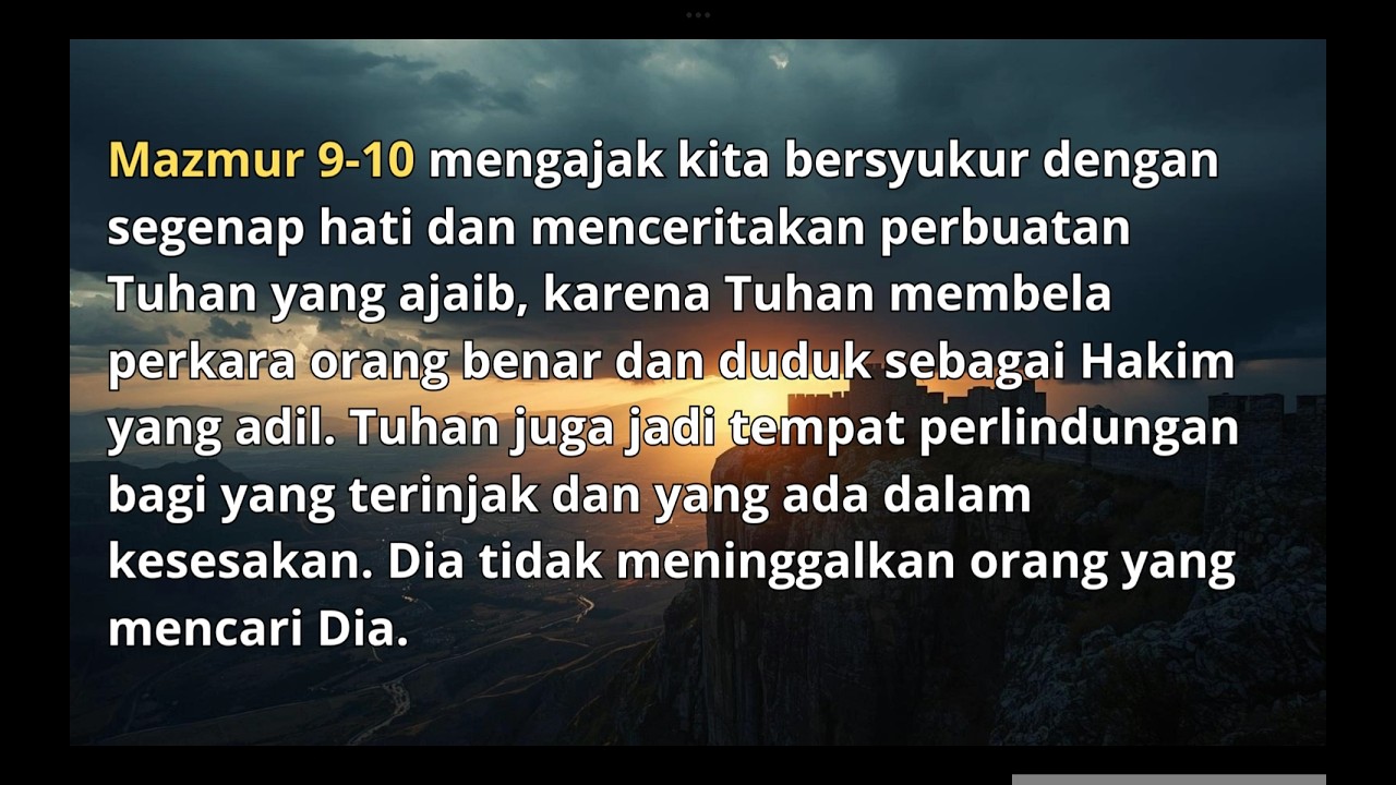 Tempat Perlindungan (Inspirasi dari Mazmur 9-10)