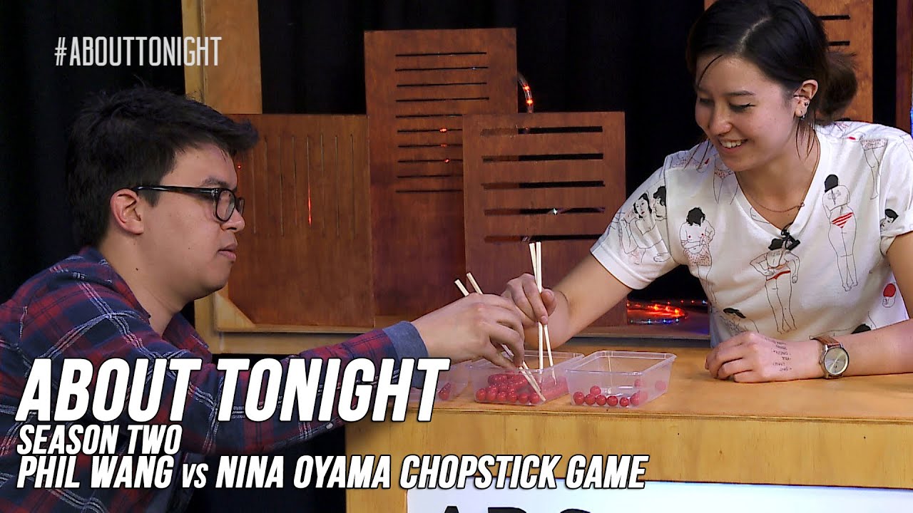 PHIL WANG vs NINA OYAMA CHOPSTICK GAME - ABOUT TONIGHT S02E08 (20/4/15)