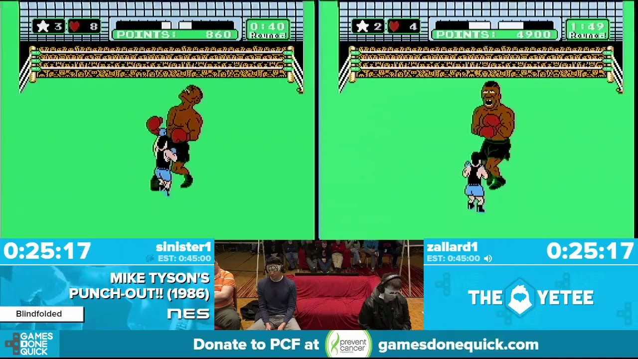 AGDQ 2016 - Mike Tyson's Punch Out!! Blindfolded Speedrun Race: Sinister1 vs. Zallard1
