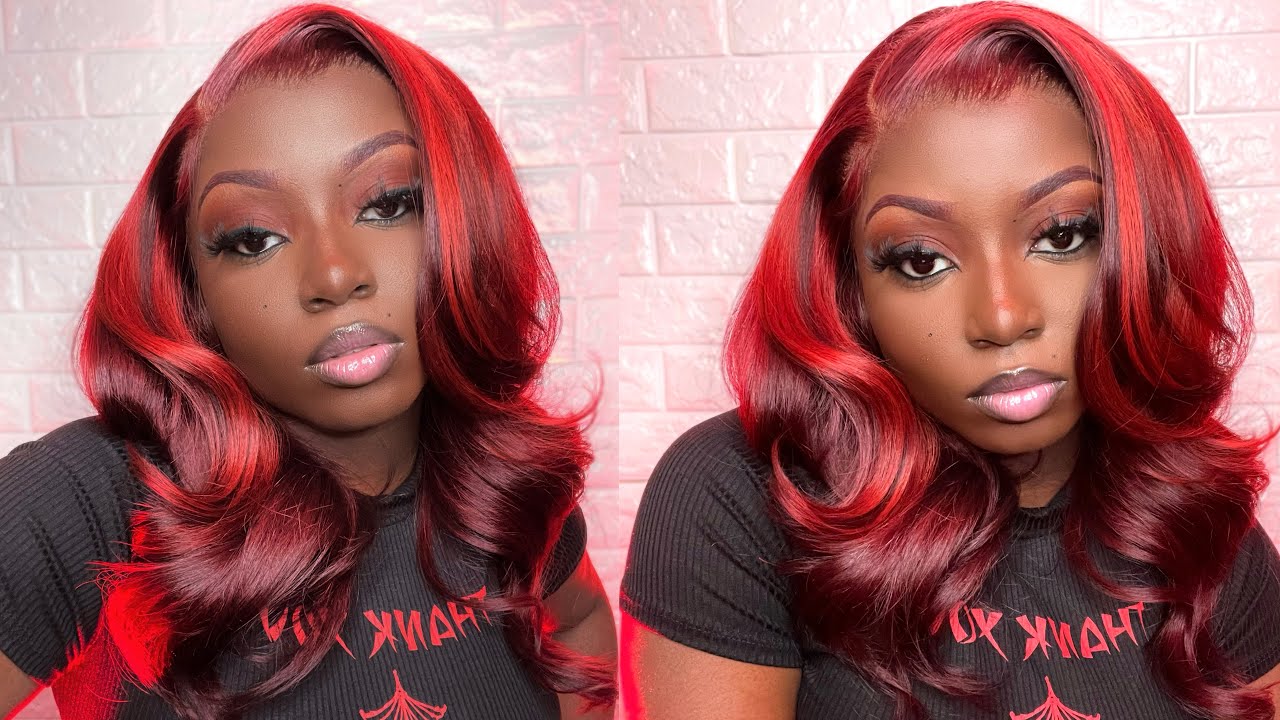 Burgundy Hair + Red Highlights 🍒 | Color + Frontal Wig Install | The Love Series EP 2
