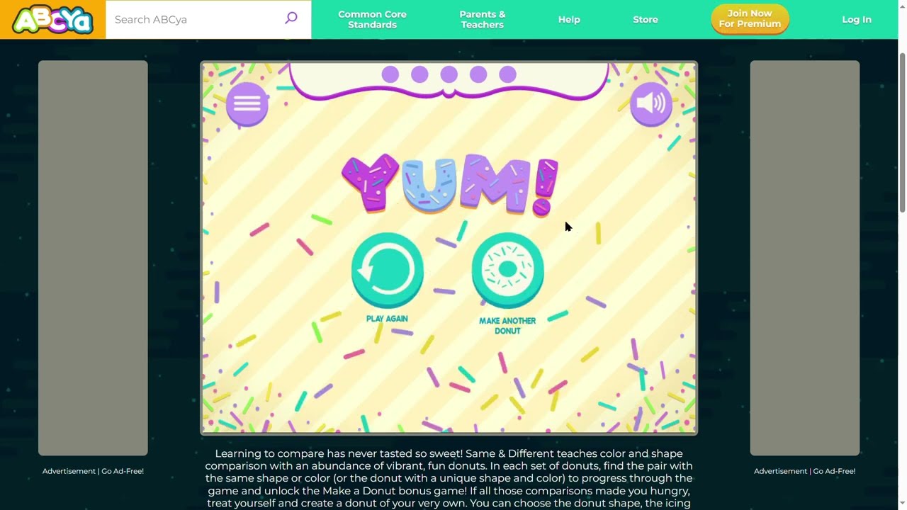 Same & Different Donut• ABCya! Play by 4 years old boy