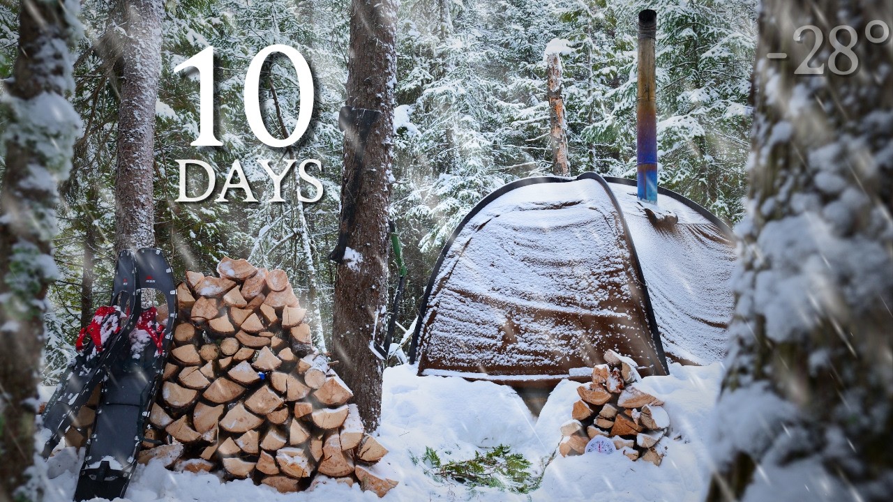 10-Day Solo -28°C Deep Snow & Darkness in a Mini Hot Tent