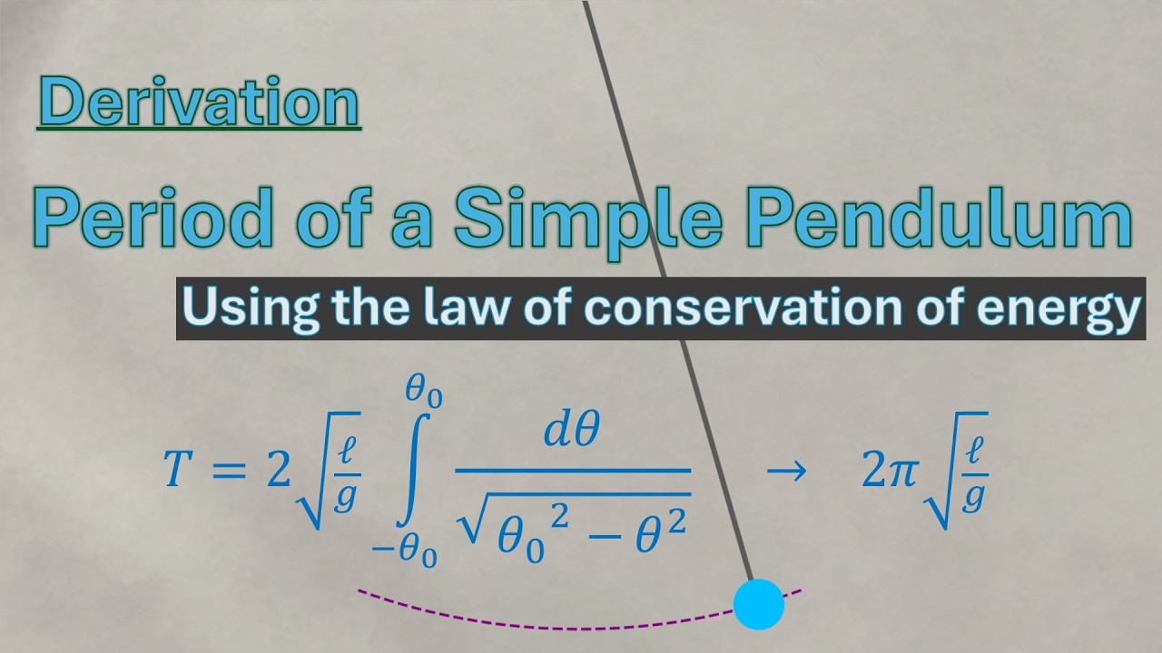 Deriving the period of a simple pendulum| using the law of conservation of energy| integration