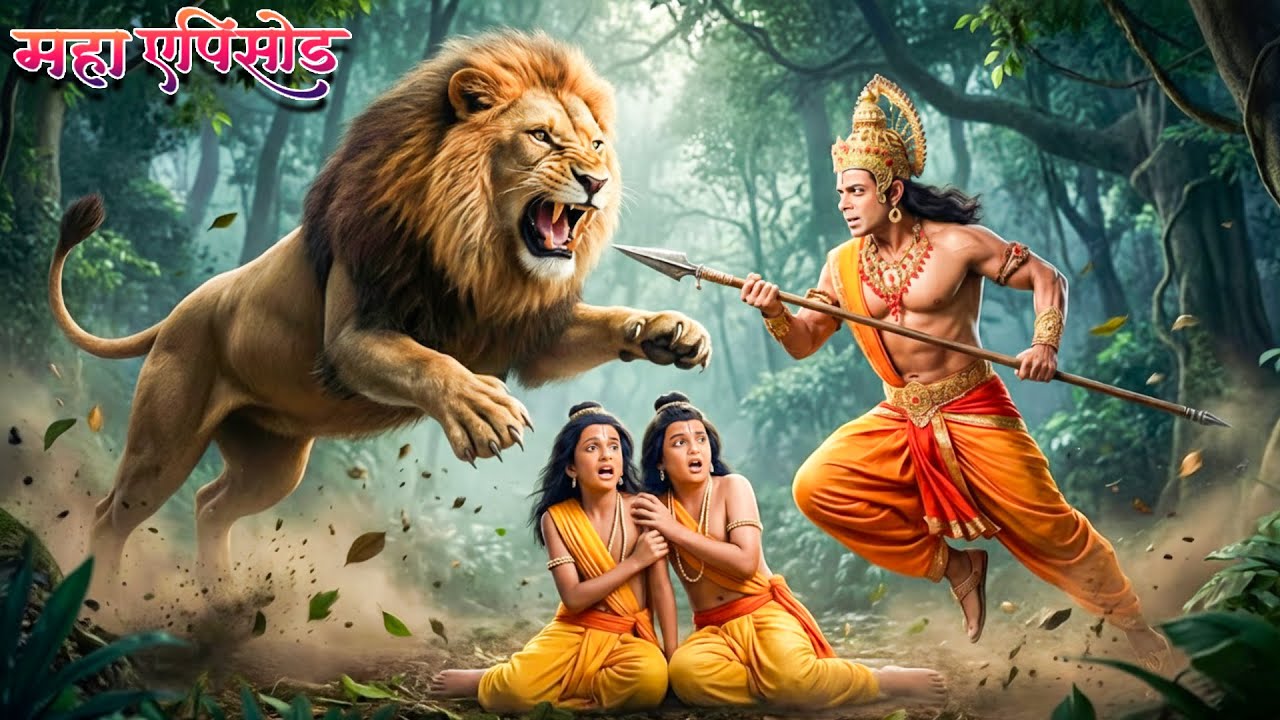 महाएपिसोड - महाबली हनुमान कैसे करेंगे इस जंगली शेर से लव कुश की रक्षा ? श्रीमद् रामायण