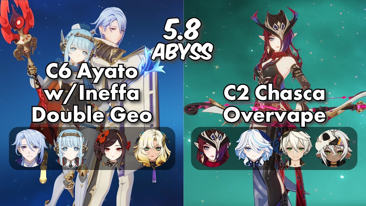 C6 Ayato with Ineffa Double Geo & C2 Chasca Overvape | 5.8 Abyss | Genshin Impact