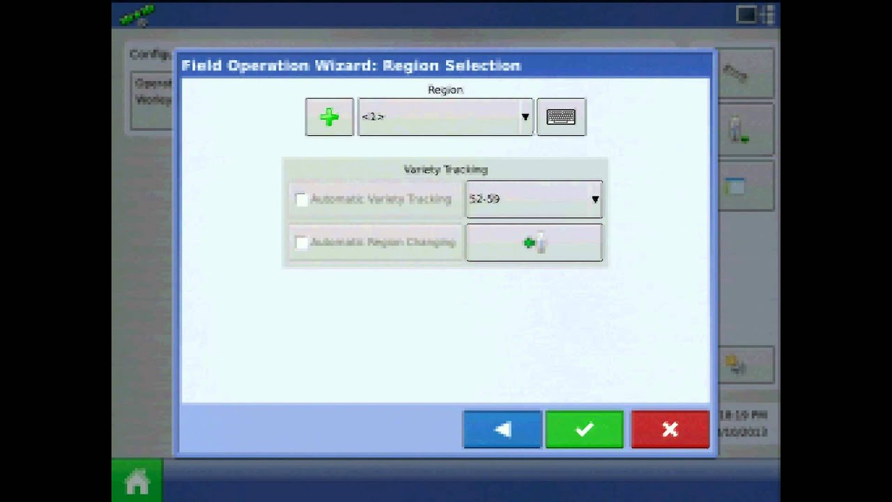 Variety Tracking and the Region Selection Screen on the Ag Leader&reg; Integra Display