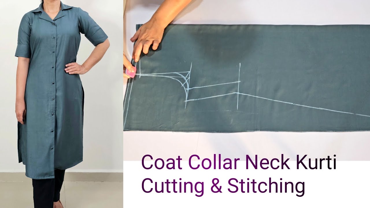 Coat collar front slit kurti Cutting And stitching 