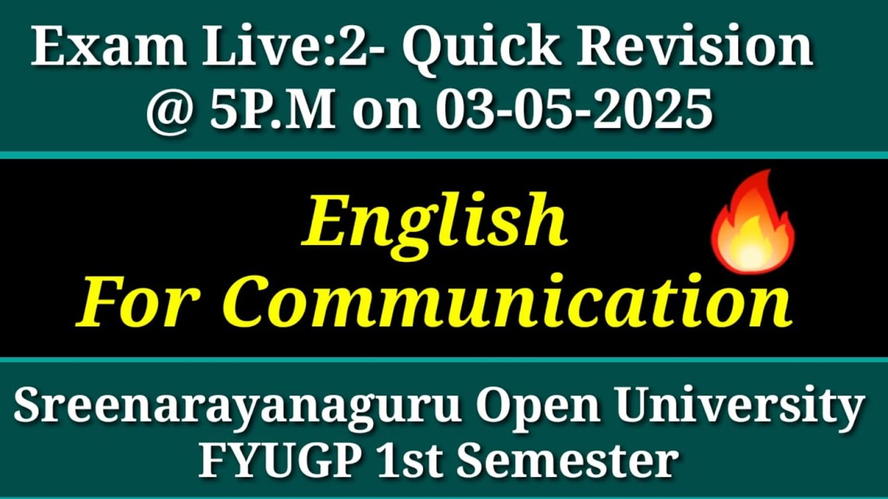 Exam Live: Quick Revision | English for Communication | Sem1 | SGOU