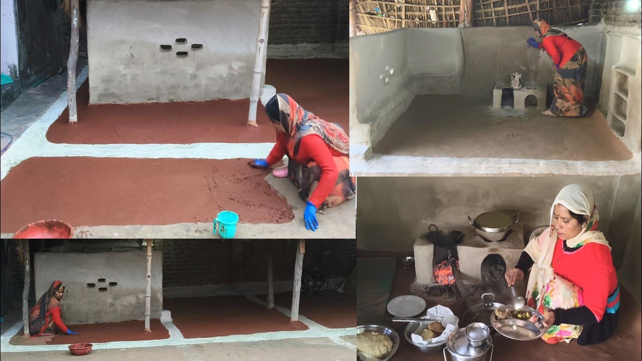पूरे घर की लिपाई पुताई लाल मिट्टी से \चूल्हे की पुताई 🌺 की सज गया घर💞नए साल की ऐसी तैयारी सोचा न था