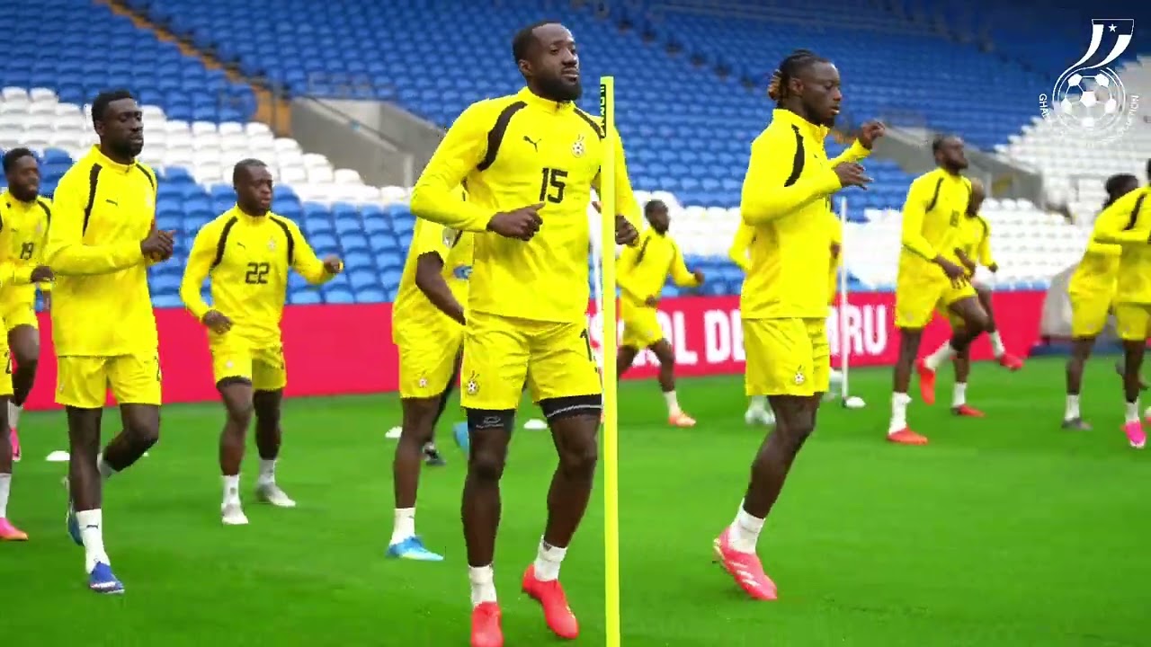 BLACK STARS LAST TRAINING IN CARDIFF