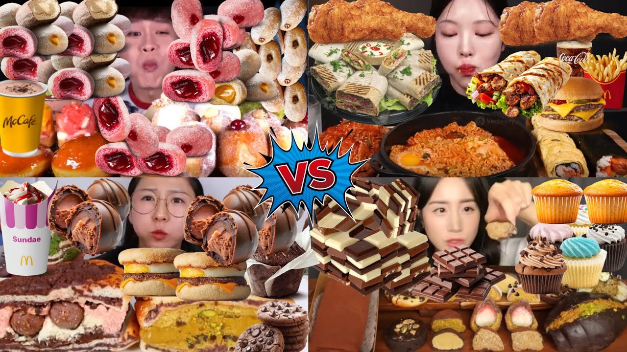 Sweet vs Spicy Mukbang Feast 🔥🍰 Crispy Fried Chicken, Burgers, Wraps & Desserts ASMR | Tummy Zesty