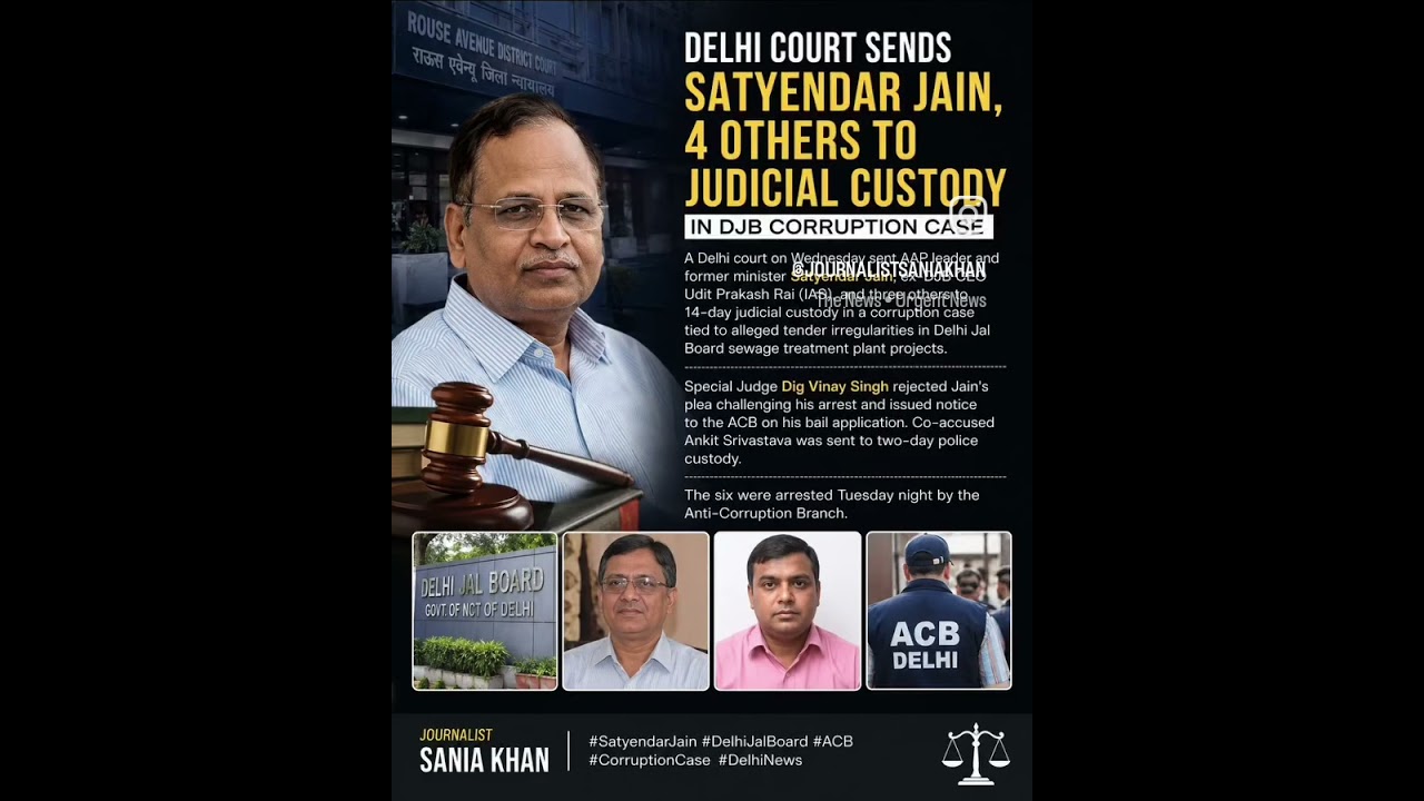 Delhi Court Sends Satyendar Jain, 4 Others to Judicial Custody in DJB Corruption Case