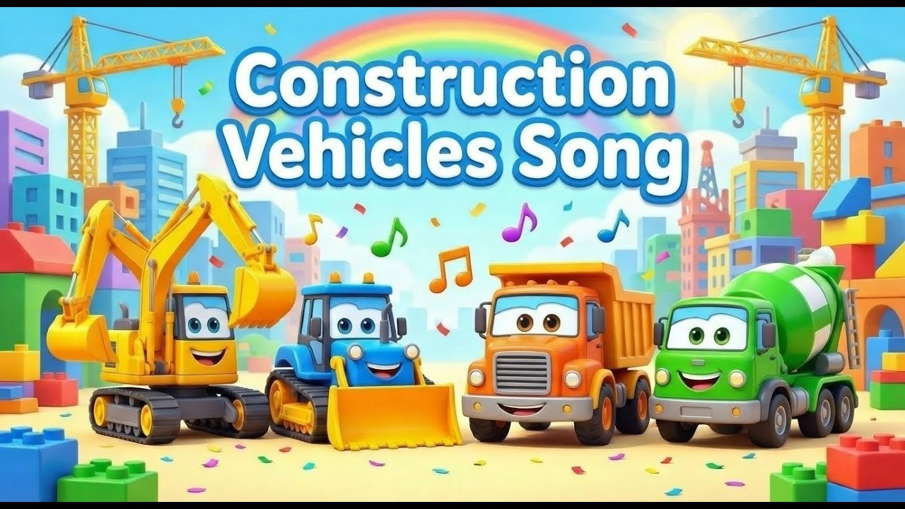 Construction Vehicles Song 🚧 | Kids Learning Trucks & Machines