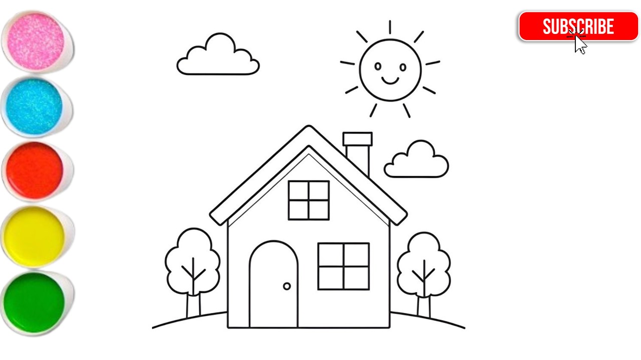 Easy House Scenery Drawing & Coloring for Kids | Step by Step |  JJ  Colors #kidslearning #jjcolors