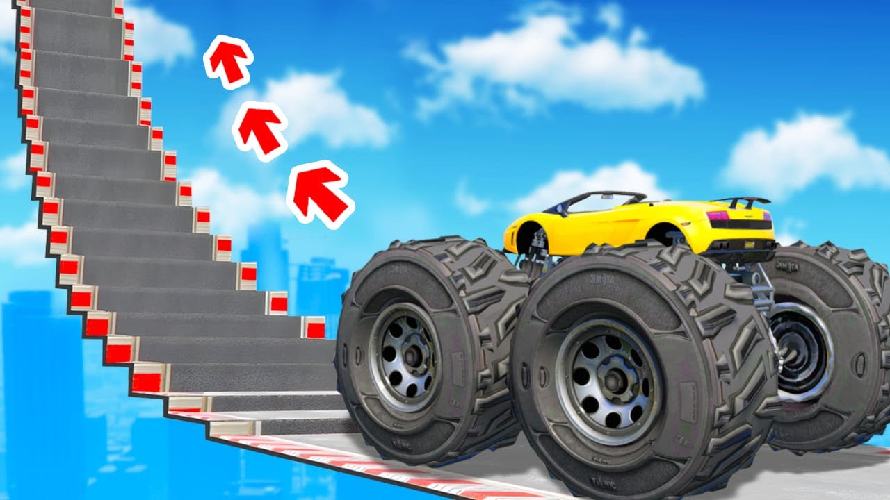 HASTA DÓNDE PUEDE SUBIR BIGFOOT POR LAS ESCALERAS ? - EXPERIMENTOS EN GTA 5 ONLINE