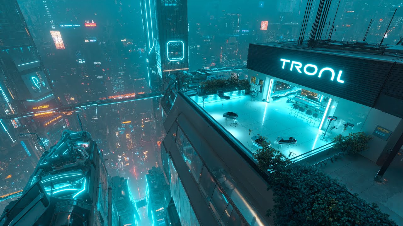 Echoes Above Neon | Calm at the Edge of the Sky | Hours of Ambient Peace | 4K [TRONL]