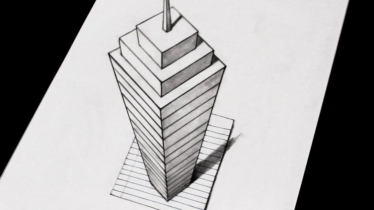 How to Draw 3D Skyscraper: Easy Anamorphic Building Step by Step