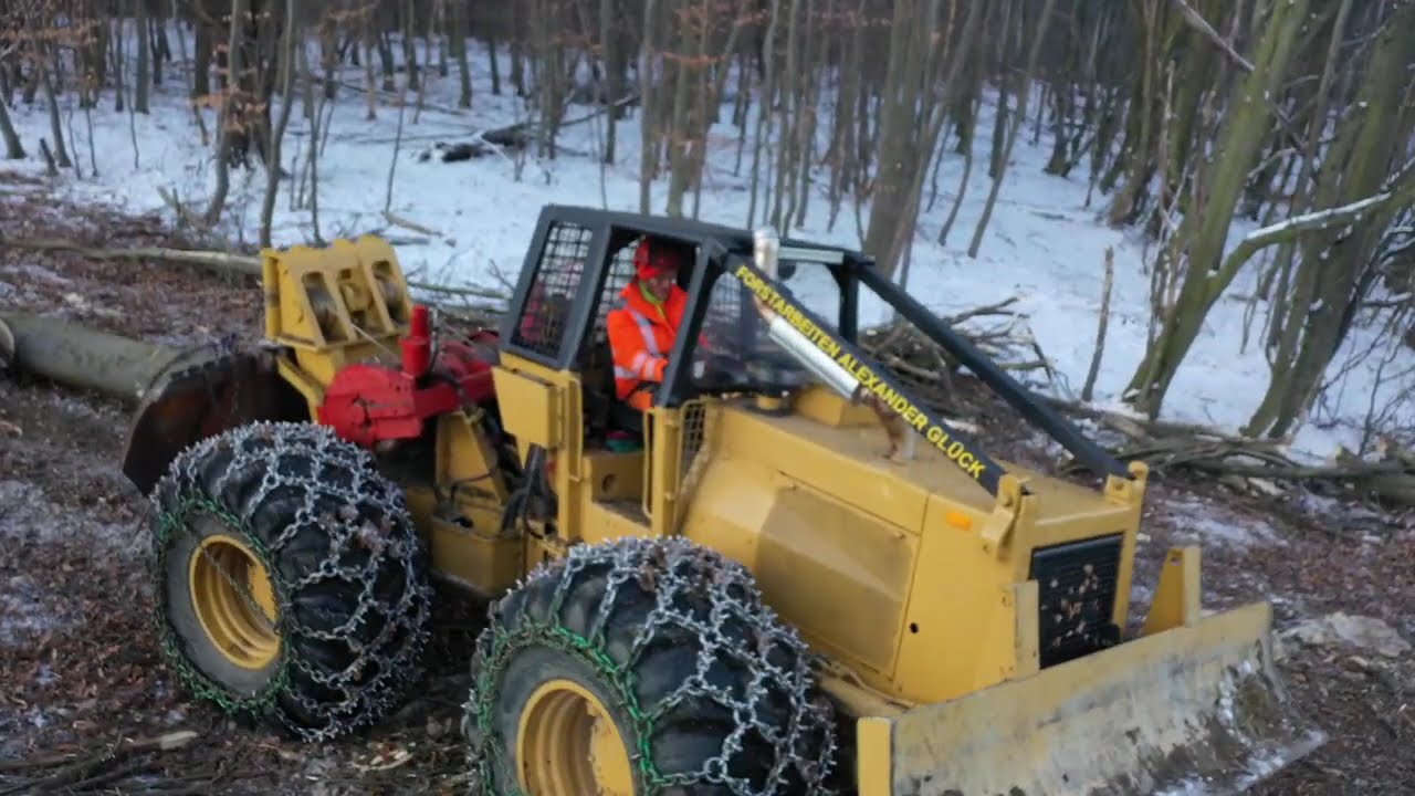 Starkholzschlägerung und Rückung mittels Seilknickschlepper / Skidder Logging 