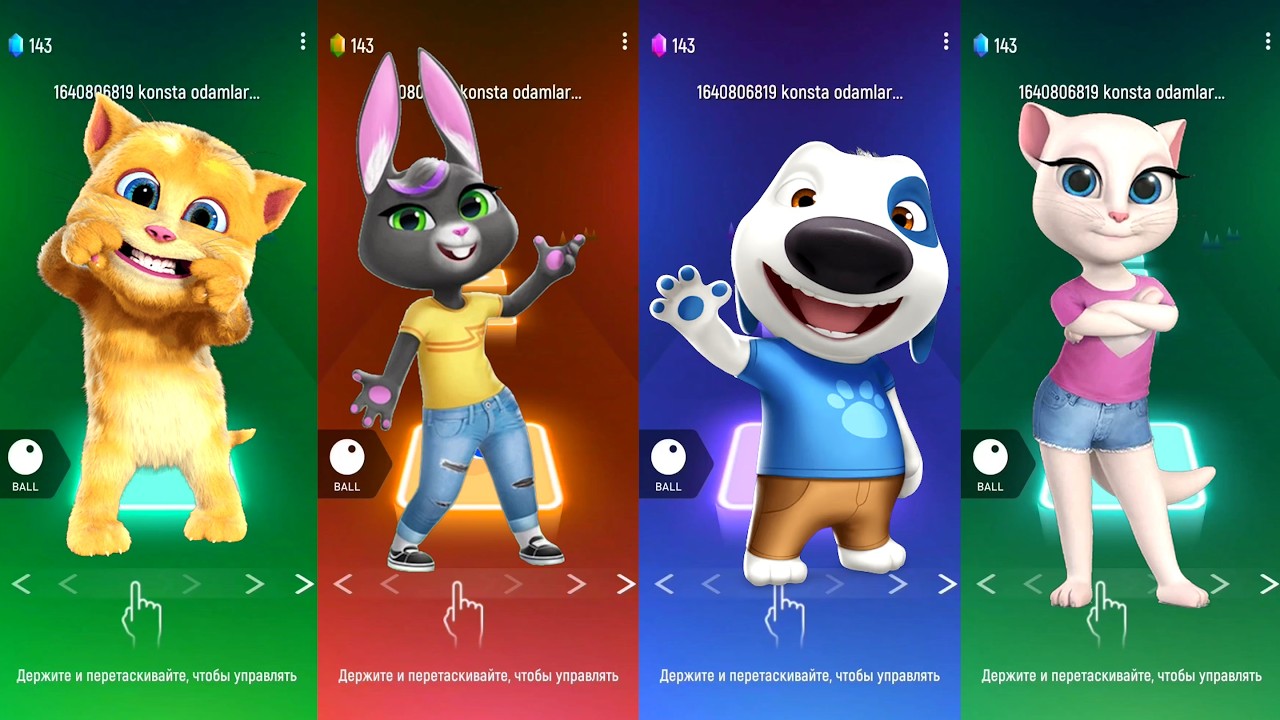 Talking Tom Tiles Hop Battle 🔥 Ginger vs Angela vs Ben  EDM Rush Challenge
