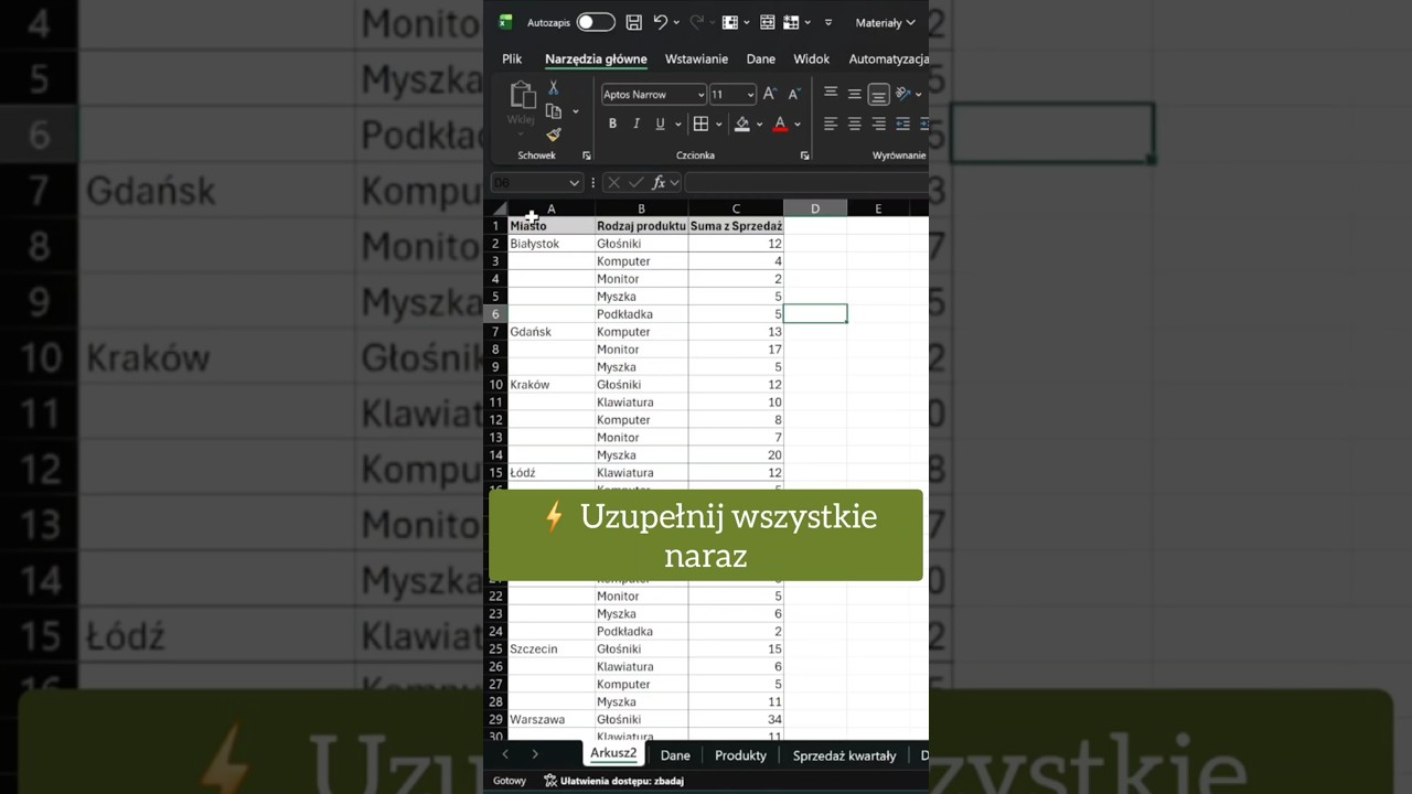 Uzupełnij luki w SEKUNDĘ!⚡ Masowy wpis w Excelu.