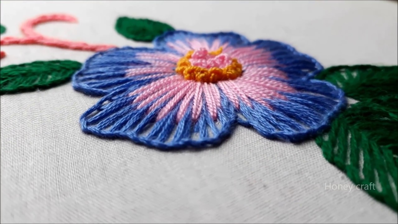 Hand embroidery Button hole stitch | Button hole flower design