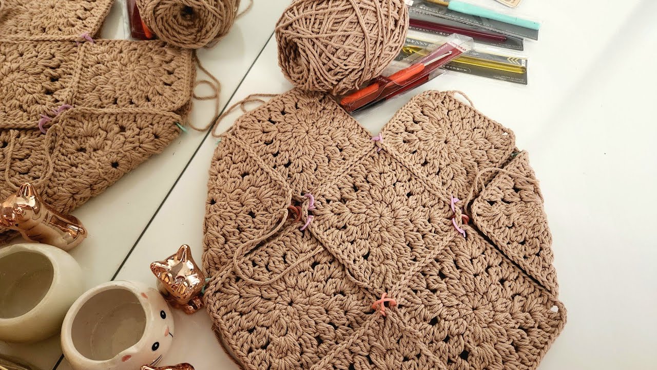 🧶Bolsa de crochê Square parte 3 linha que usei vídeo mais completo 🧶