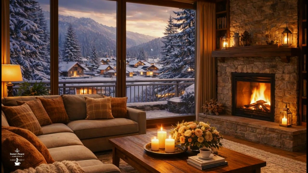 Cozy Jazz Instrumental 🎷 Warm Fireplace Ambience | Relaxing Evening Music