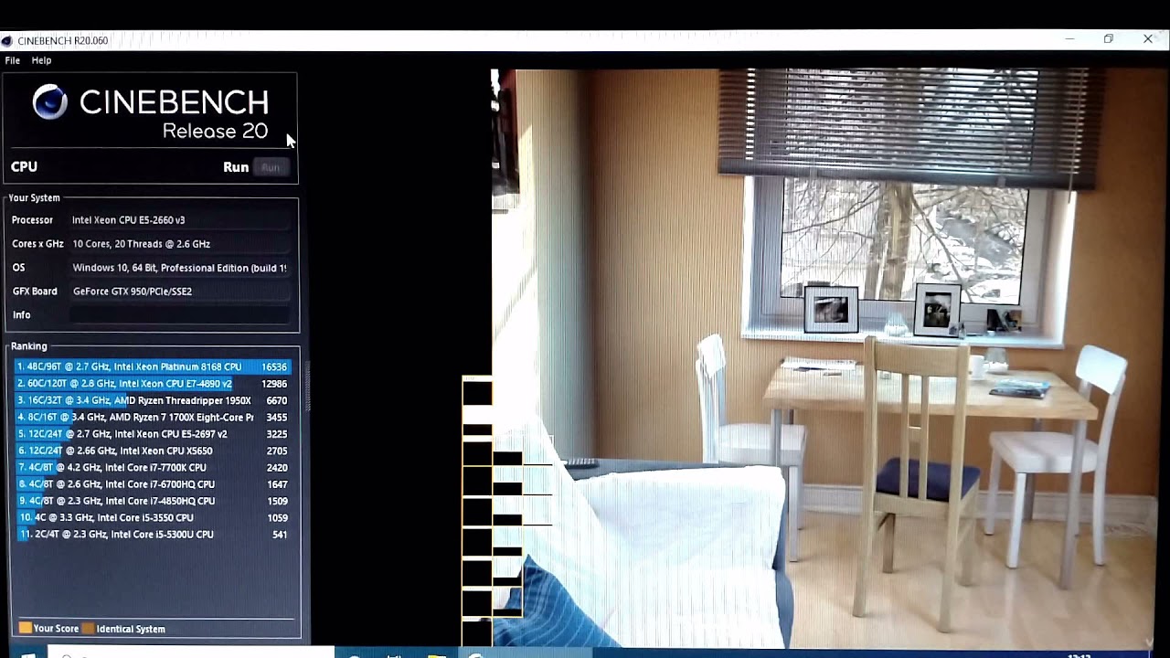 Cinebench R20 Intel Xeon E5 2660 v3