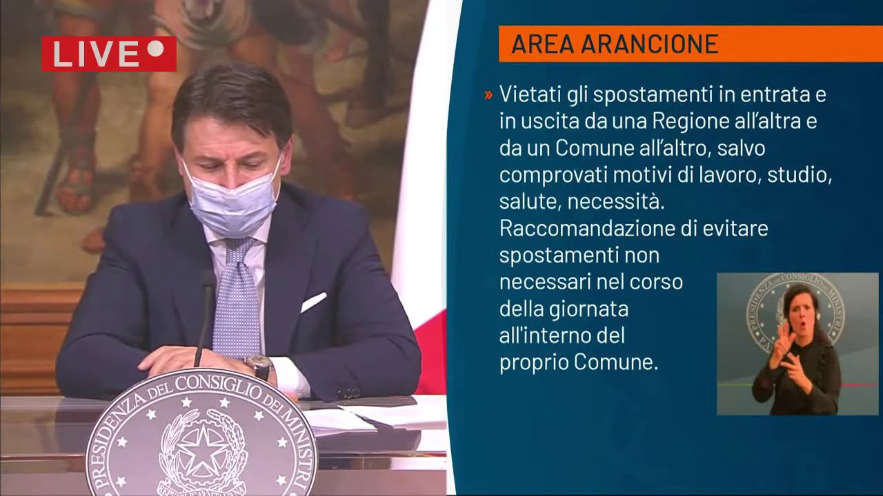 Nuovo Dpcm, conferenza stampa del premier Conte