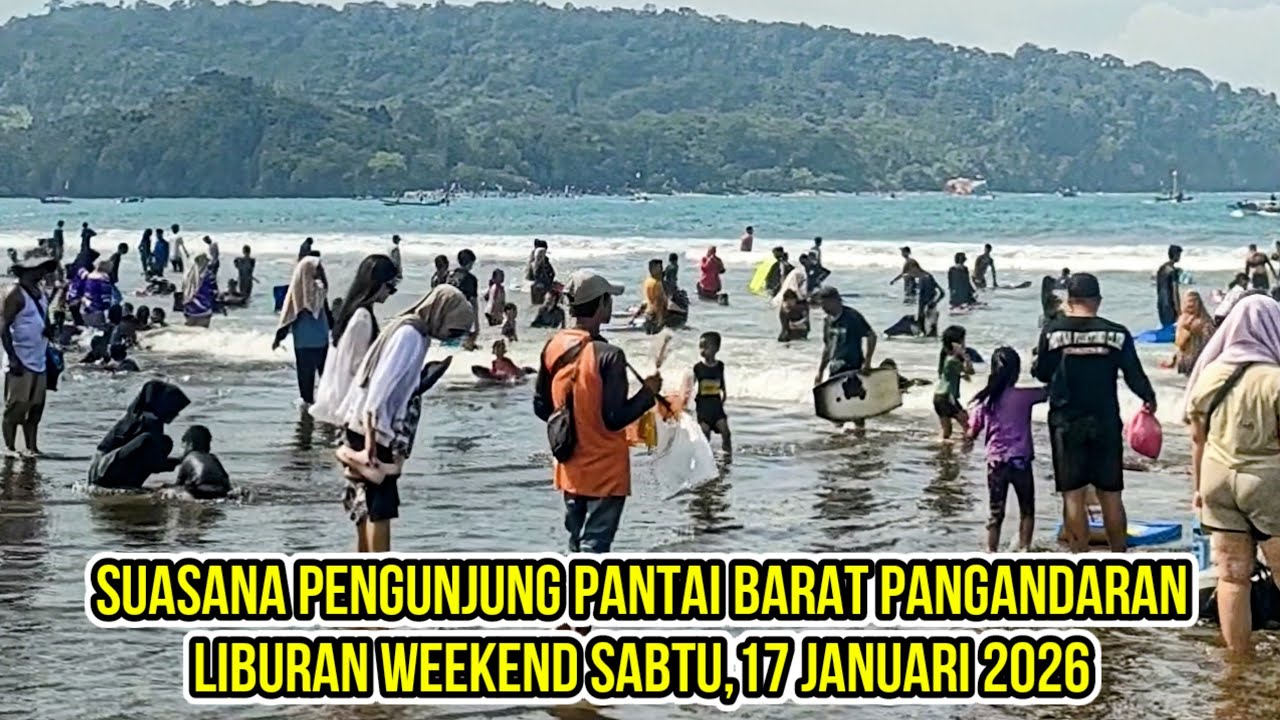Pantai Barat Pangandaran Suasana Wisatawan Saat Weekend